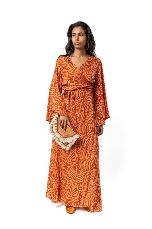 Maxi wrap dress lurex